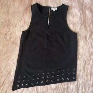 Pixley black tank top with grommet detailing